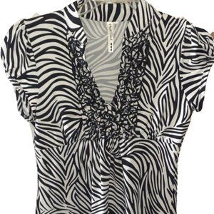 HEART SOUL DRESS SHORT SLEEVE LOW CUT SEXY STRETCH ZEBRA PRINT-WOMENS SIZE L